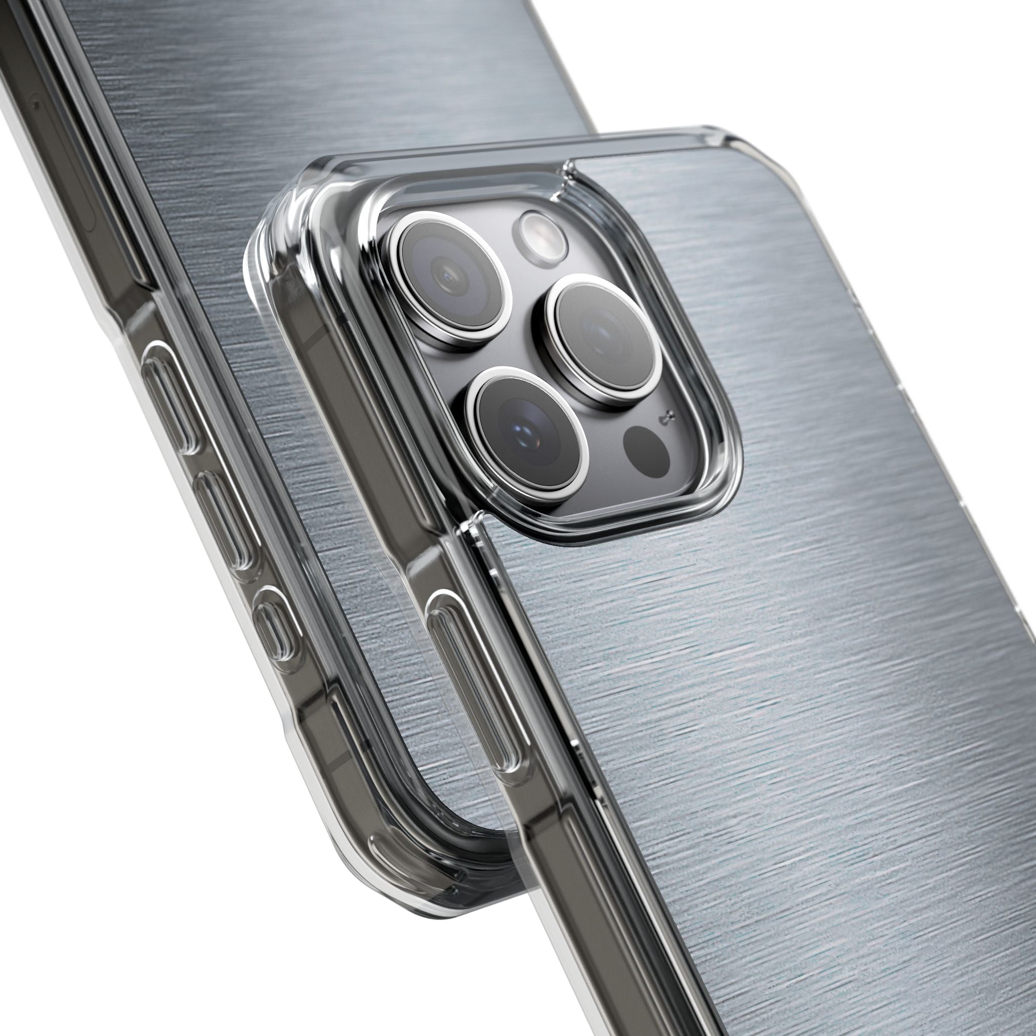 Silver Impact MagSafe Phone Case for iPhone - Satin Chrome Grain