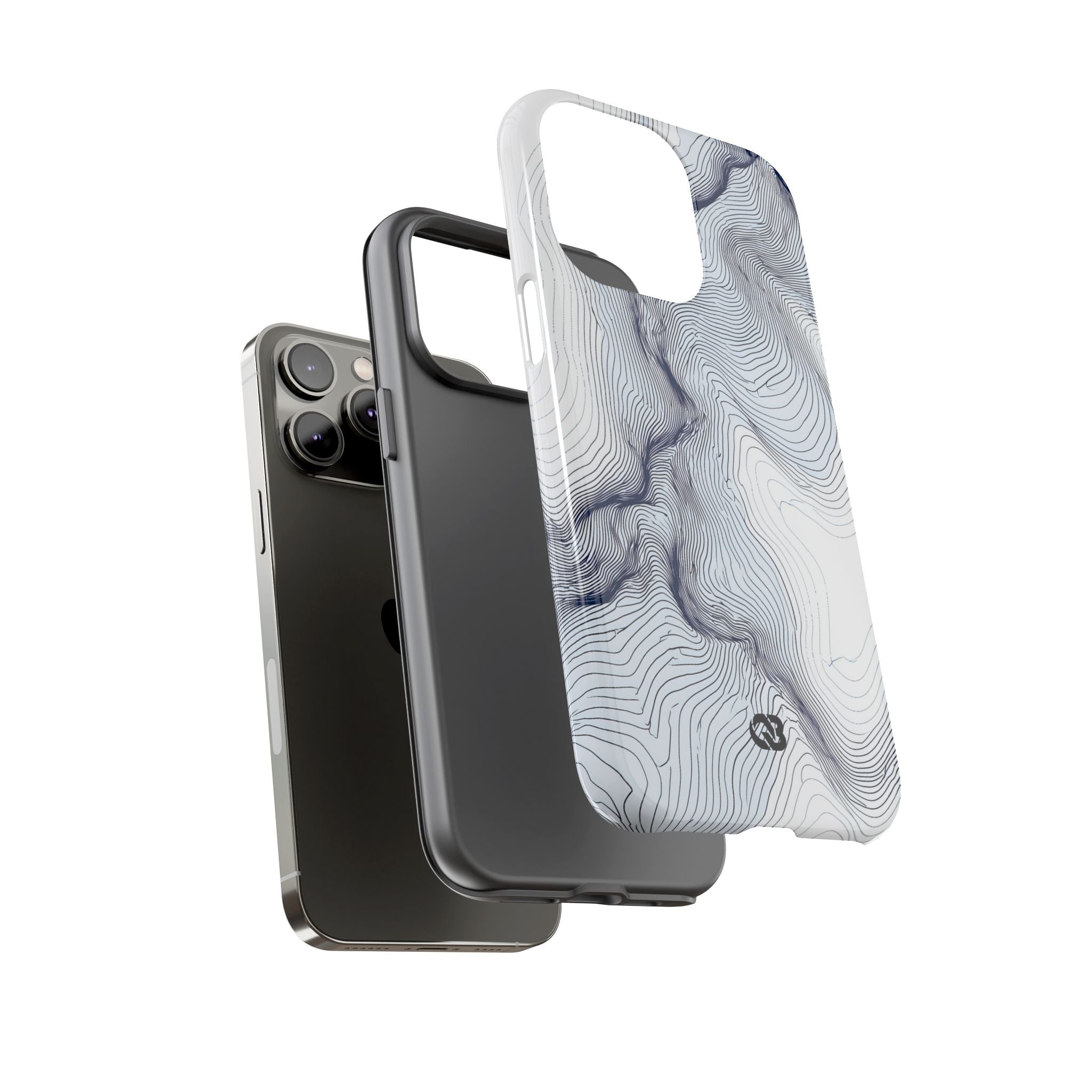 White Tough Phone Case for iPhone - Nordic Ridge Topo