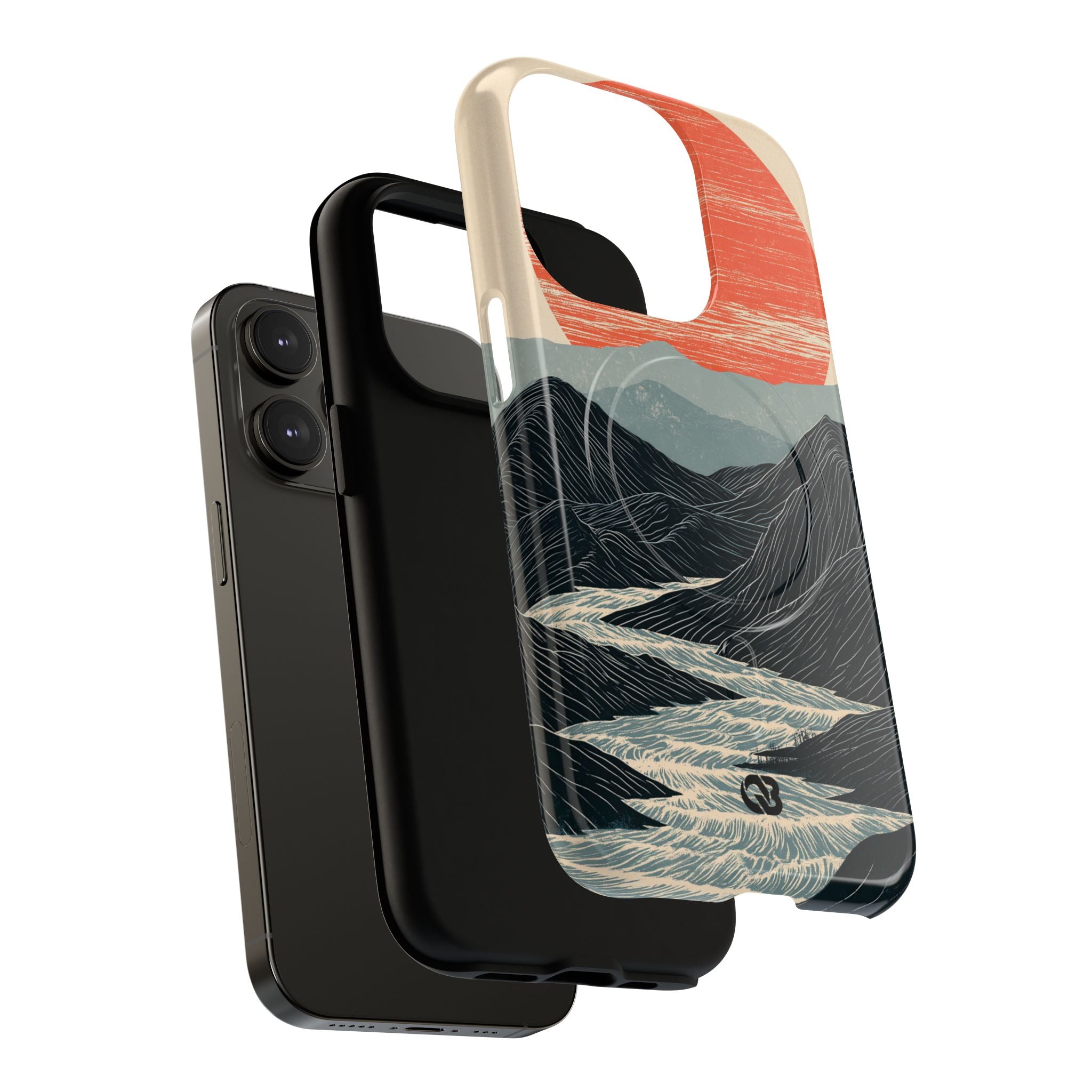 Beige Tough 2.0 Magsafe Phone Case for iPhone - Crimson Ridge Flow