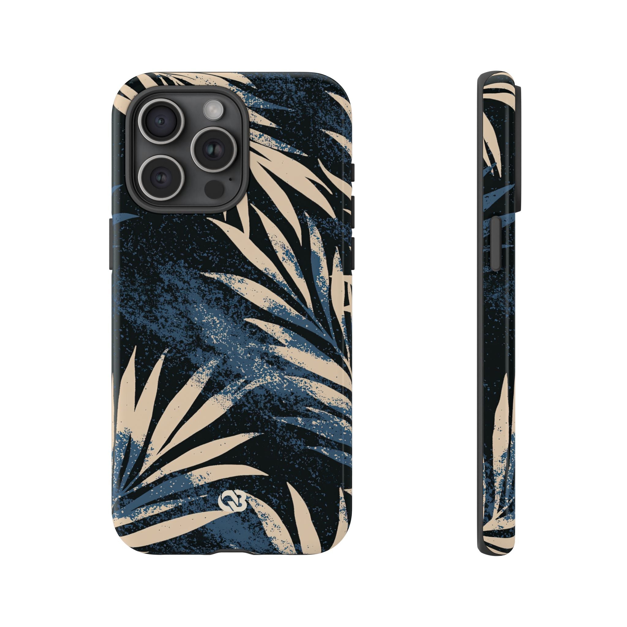 Blue Tough Phone Case for iPhone - Midnight Indigo Palm