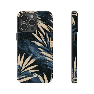 Blue Tough Phone Case for iPhone - Midnight Indigo Palm