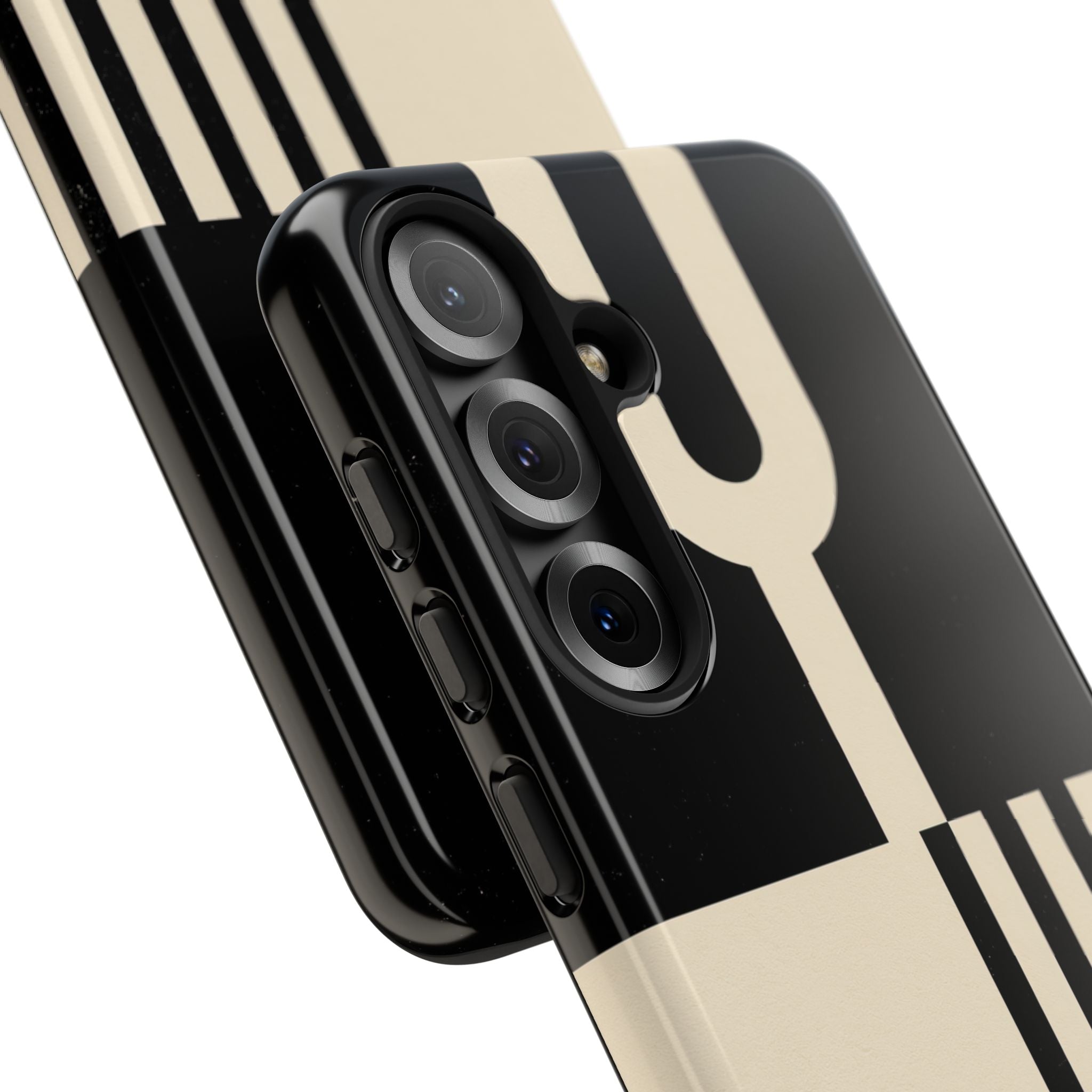 Black Tough Phone Case for Samsung - Ivory Signal Grid