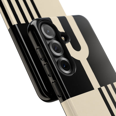 Black Tough Phone Case for Samsung - Ivory Signal Grid