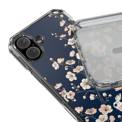 Midnight Plum Blossom · Clear Impact Magnetic Phone Case for iPhone ·  Blue
