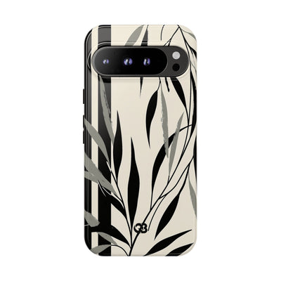 Beige Tough Phone Case for Google Pixel - Soot Leaf Sketch