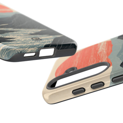 Beige Tough Phone Case for Samsung - Crimson Ridge Flow
