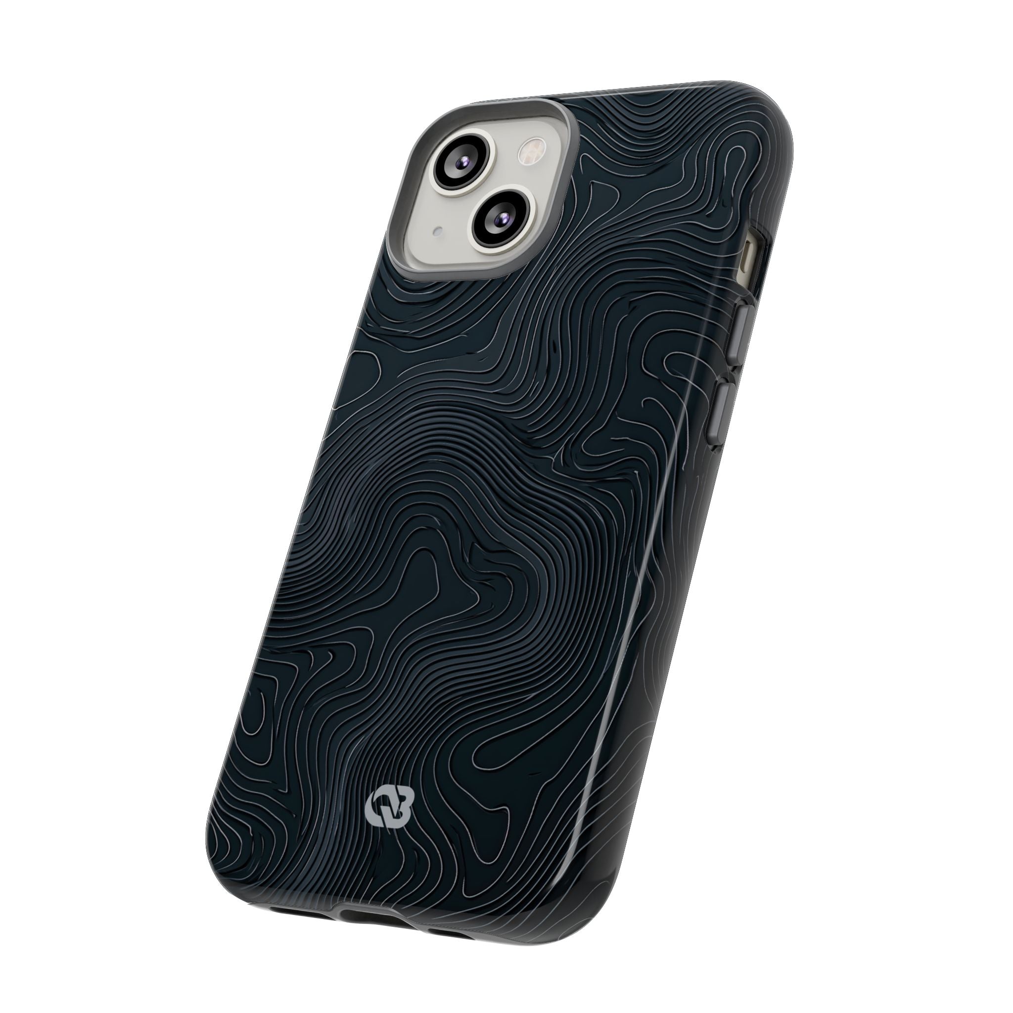 Black Tough Phone Case for iPhone - Obsidian Ridge Topo