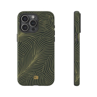 Green Tough Phone Case for iPhone - Dark Olive Plume