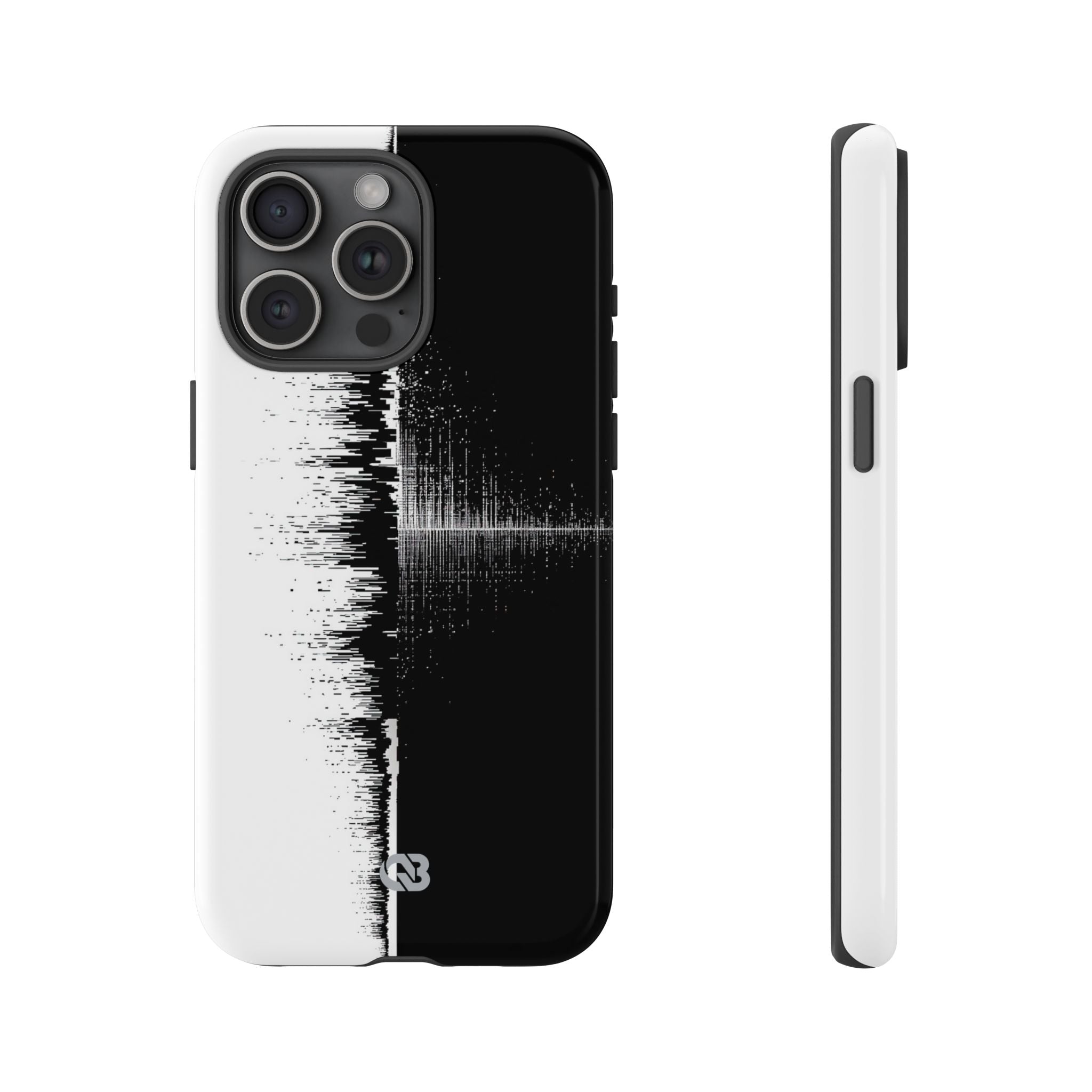 Black Tough Phone Case for iPhone - Static Signal Split