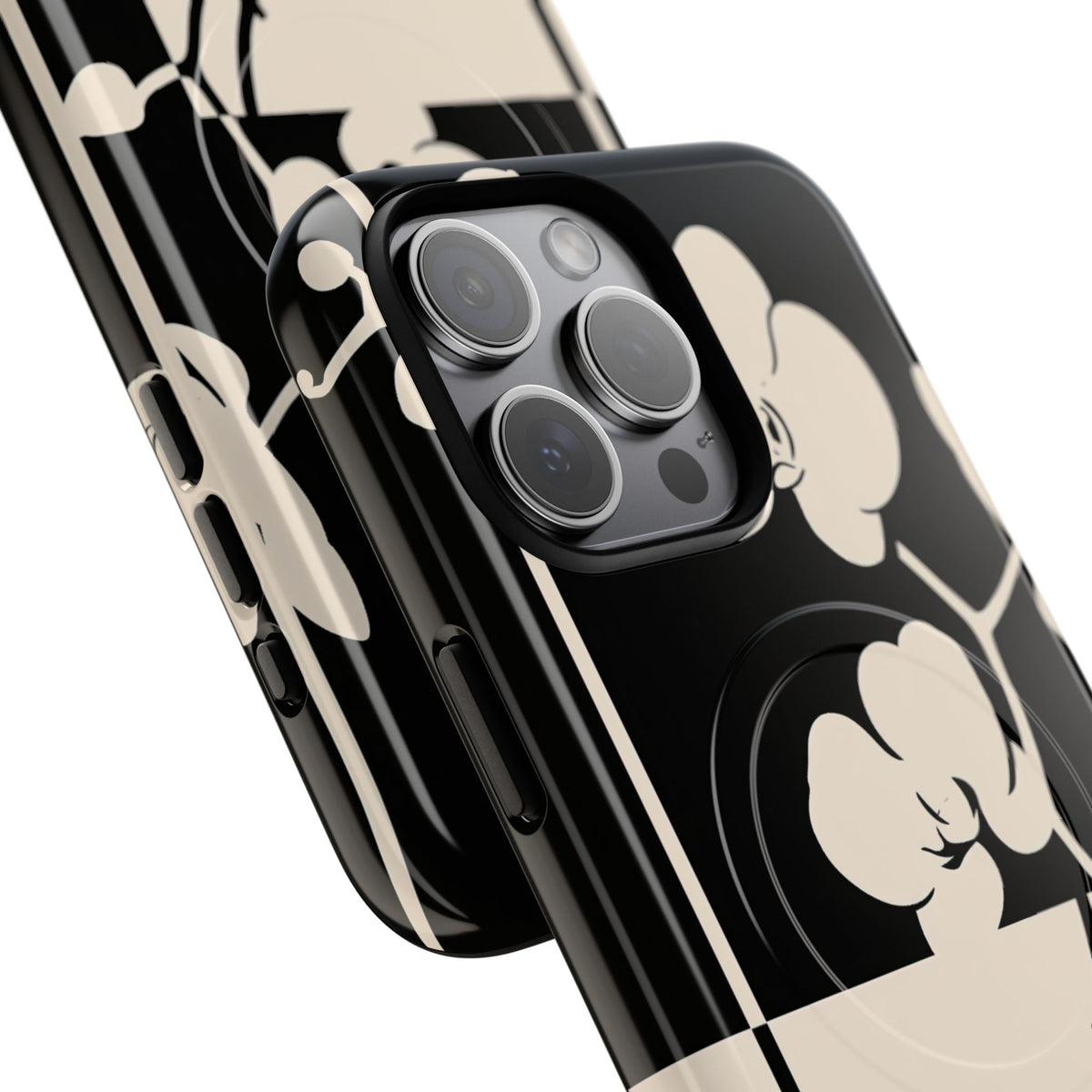 Geometric Orchid Bloom · Tough 2.0 Magnetic Phone Case for iPhone · Black