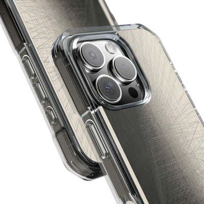 Beige Impact MagSafe Phone Case for iPhone - Brutalist Graphite Grid