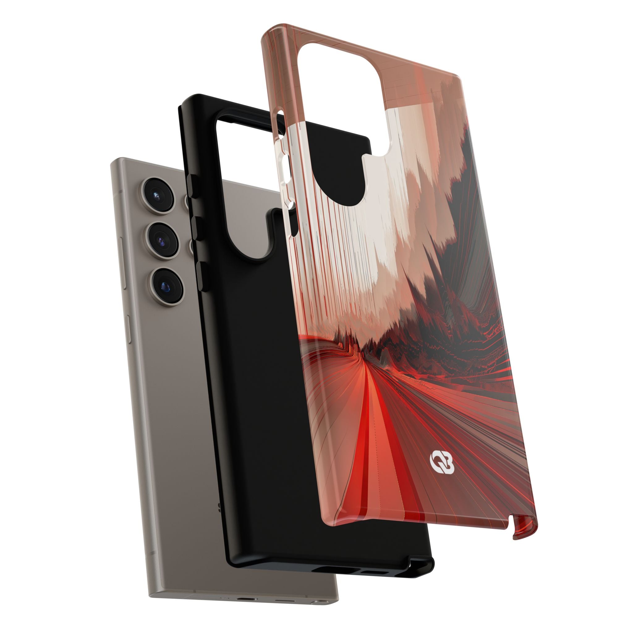 Red Tough Phone Case for Samsung - Crimson Pulse Horizon
