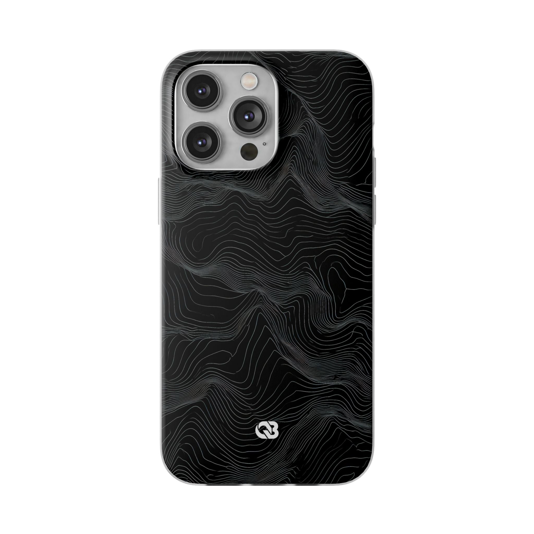 Black Lite Phone Case for iPhone - Obsidian Topo Wireframe