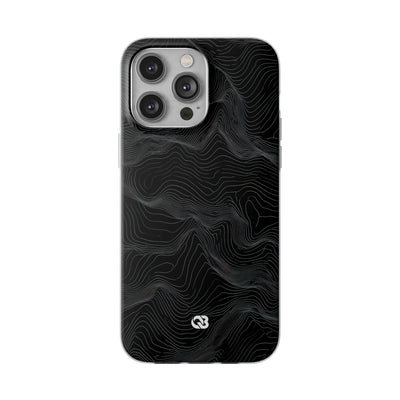 Black Lite Phone Case for iPhone - Obsidian Topo Wireframe