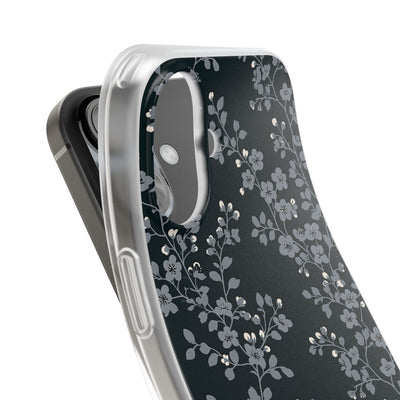 Black Lite Phone Case for iPhone - Midnight Slate Blossom