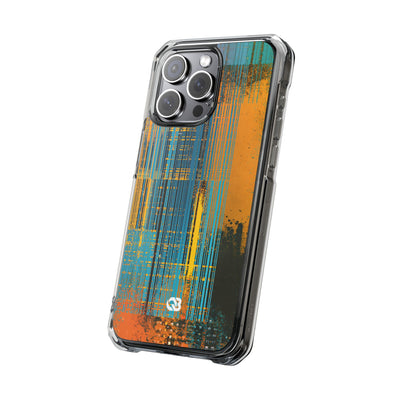 Cyber Glitch Stream · Clear Impact Magnetic Phone Case for iPhone · Teal