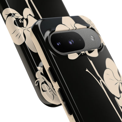 Black Tough Phone Case for Google Pixel - Obsidian Bone Orchid