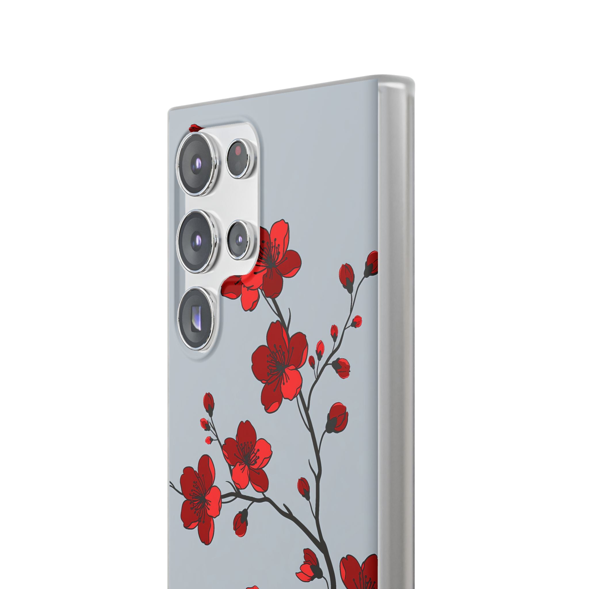 Grey Lite Phone Case for Samsung - Crimson Blossom Onyx
