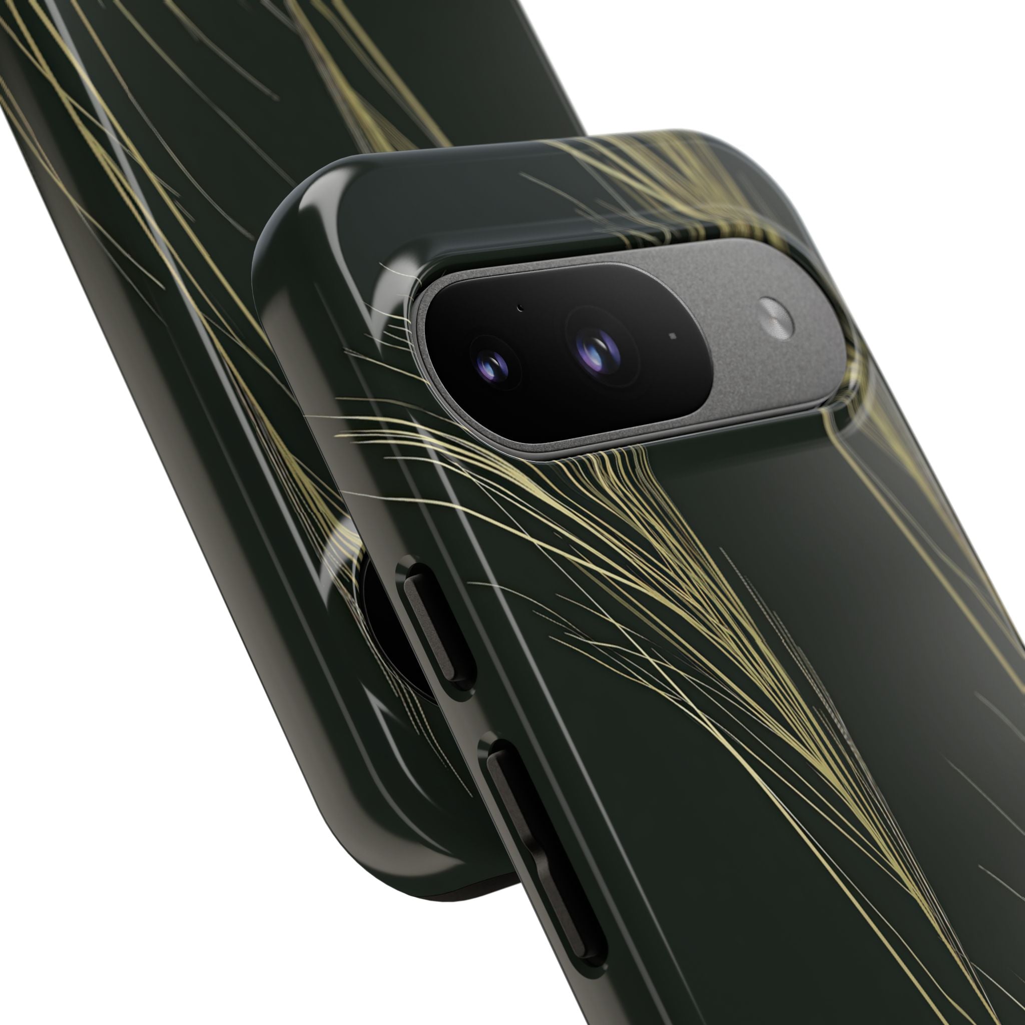Green Tough Phone Case for Google Pixel - Midnight Gilded Grass