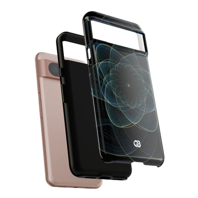 Blue Tough Phone Case for Google Pixel - Celestial Wireframe Bloom