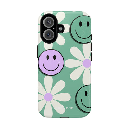 Smiley Daisy Glow iPhone 16 Case - Tough