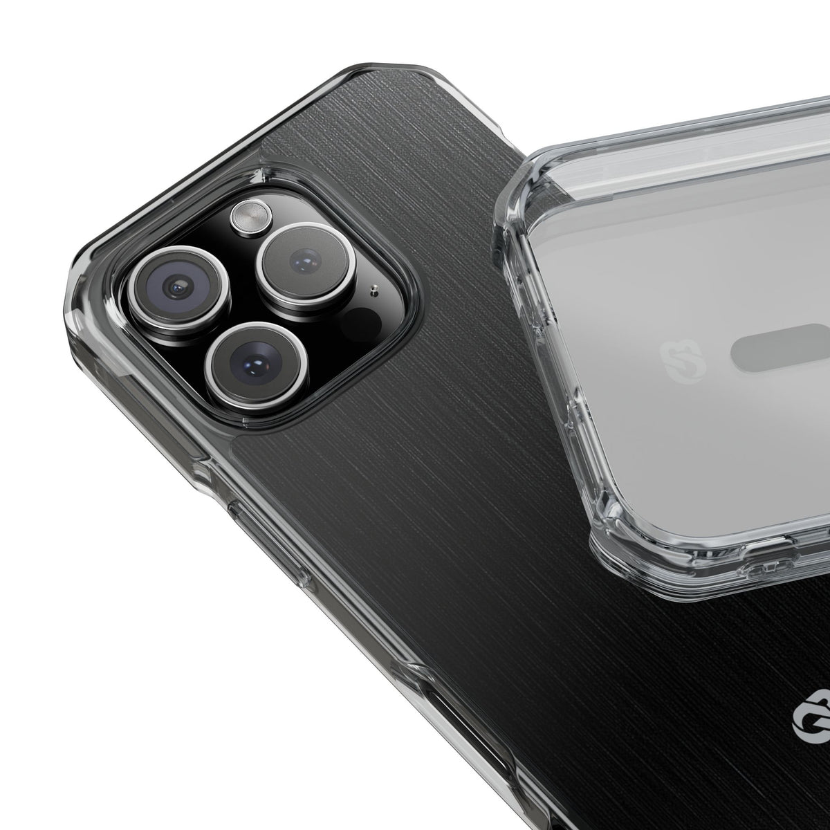Obsidian Brushed Steel · Clear Impact Magnetic Phone Case for iPhone ·  Black