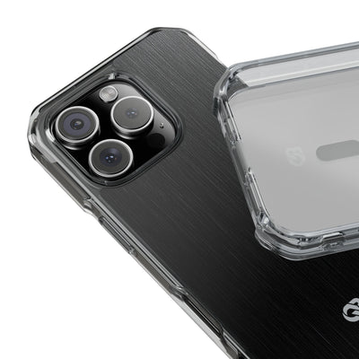 Obsidian Brushed Steel · Clear Impact Magnetic Phone Case for iPhone ·  Black