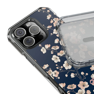 Blue Impact MagSafe Phone Case for iPhone - Midnight Peach Sakura