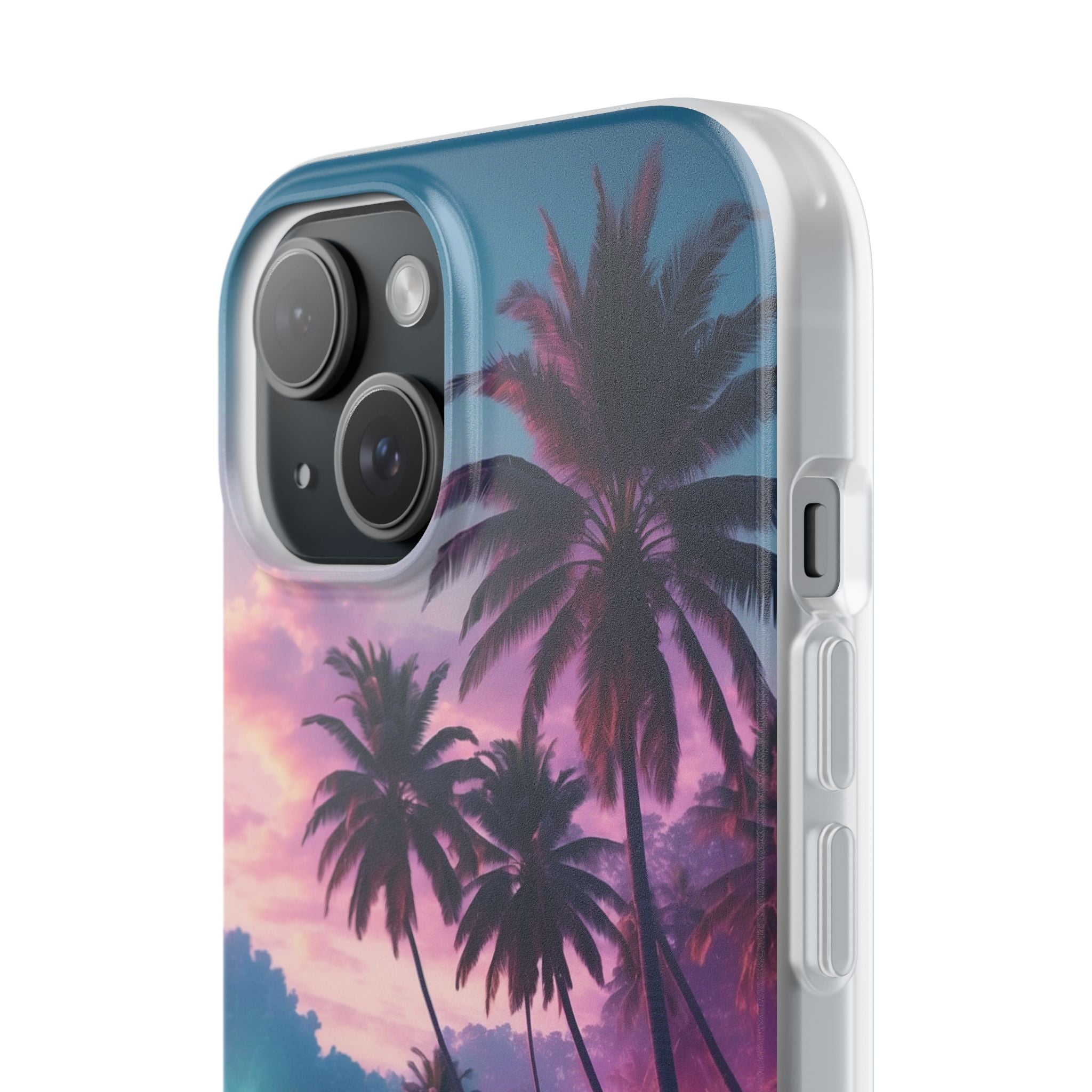 Neon Shore Palms · Soft Phone Case for iPhone