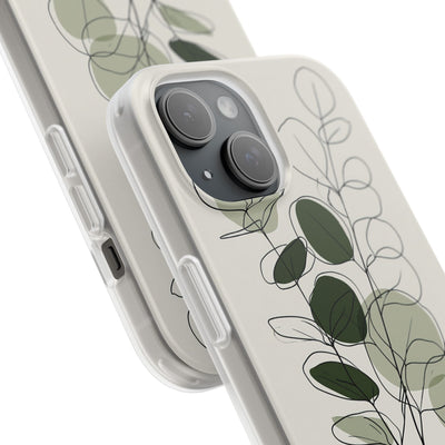 Green Lite Phone Case for iPhone - Muted Eucalyptus Sketch