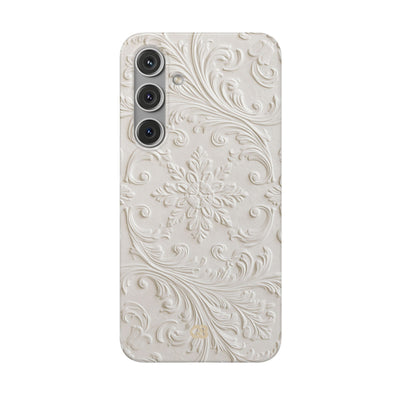 White Lite Phone Case for Samsung - Alabaster Floral Relief
