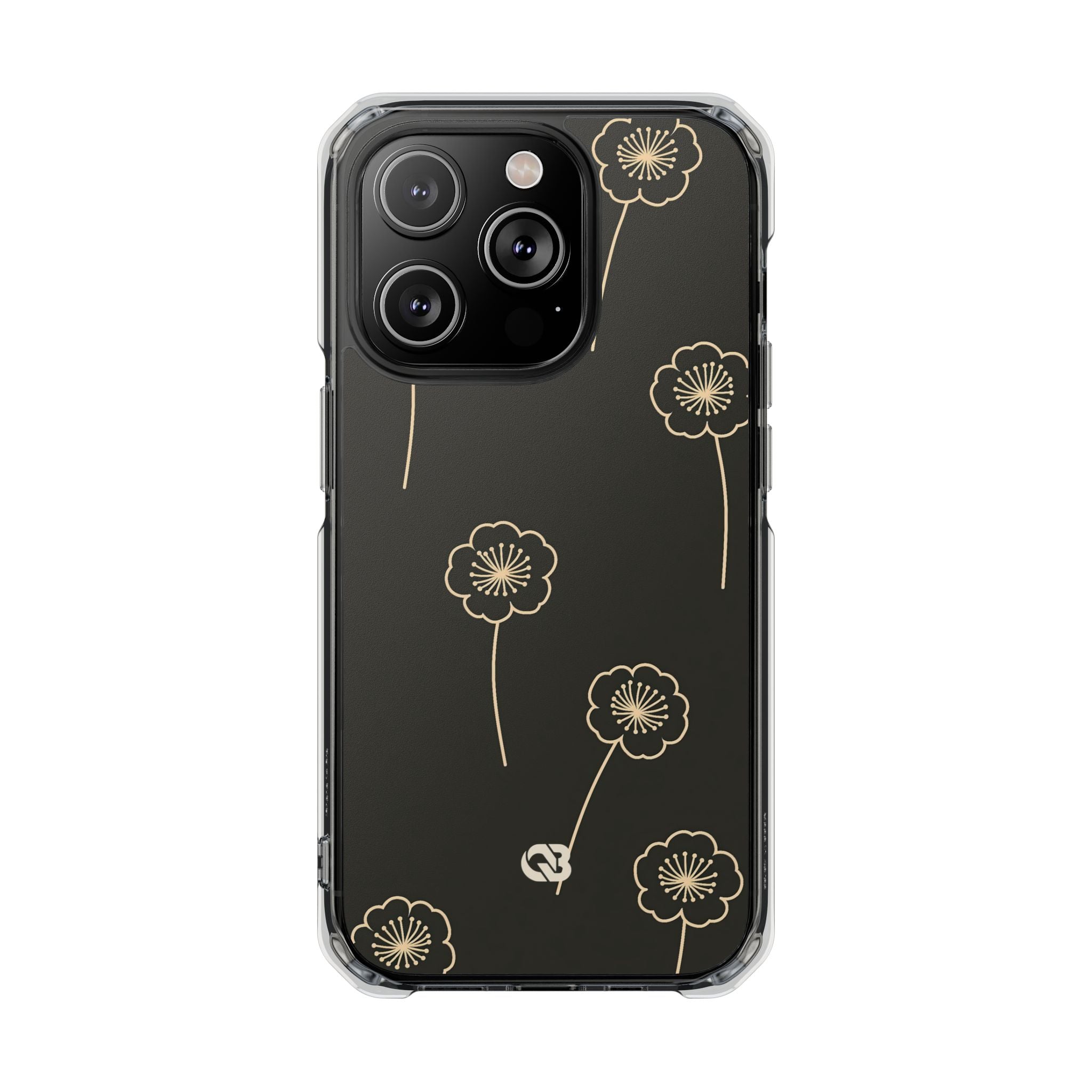 Black Impact MagSafe Phone Case for iPhone - Obsidian Sand Petals