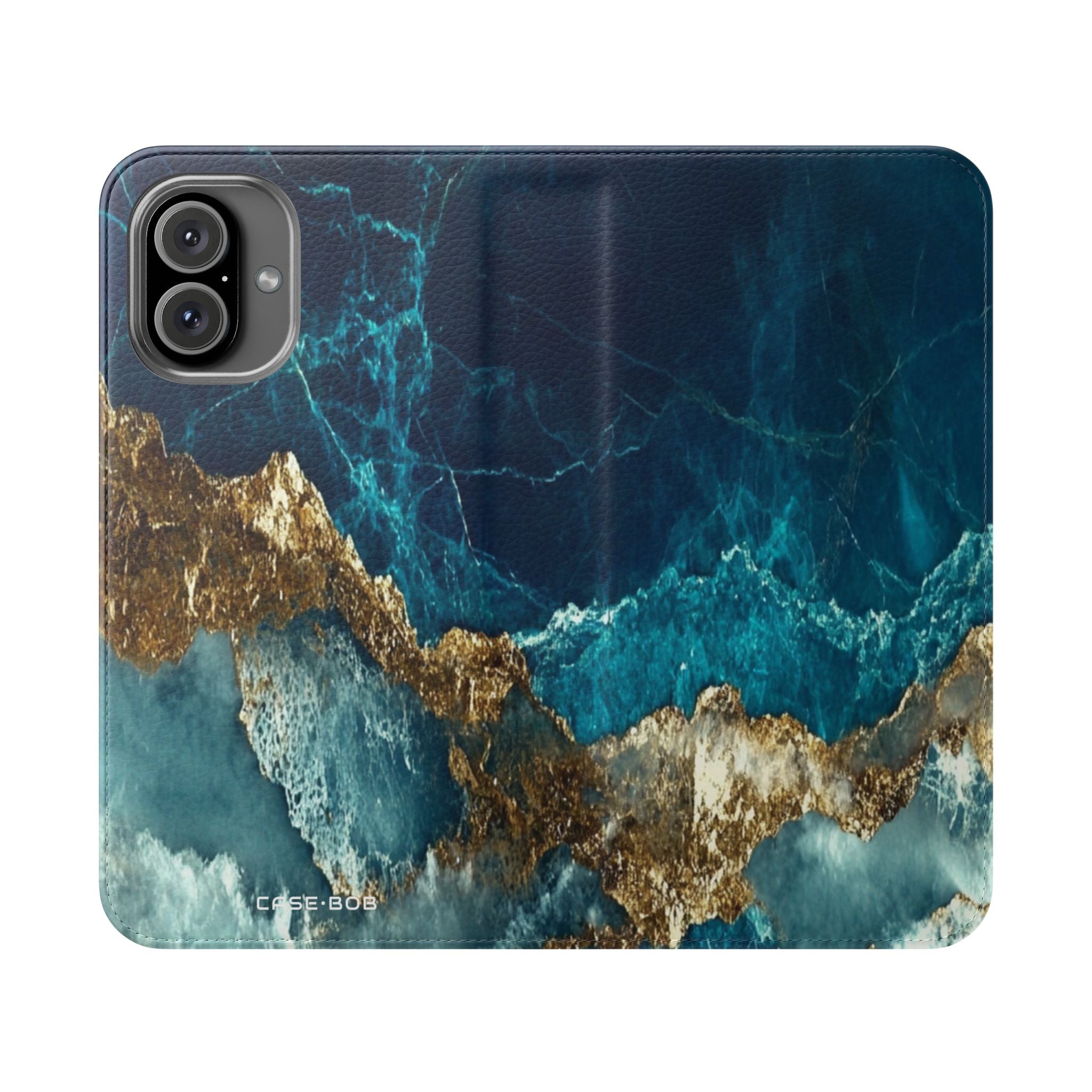 Golden Fracture Teal - iPhone 16 Plus Case - Wallet