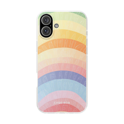 Pastel Regnbuebånd iPhone 16 Plus Cover - Blød
