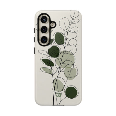 Green Tough Phone Case for Samsung - Muted Eucalyptus Sketch