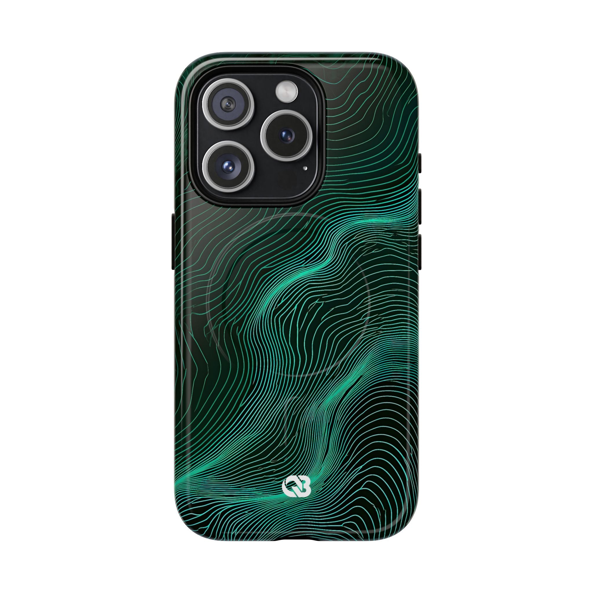 Teal Tough 2.0 Magsafe Phone Case for iPhone - Neon Jade Contour