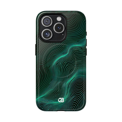 Teal Tough 2.0 Magsafe Phone Case for iPhone - Neon Jade Contour