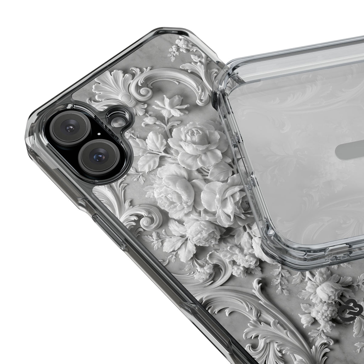 Rococo Marble Rose · Clear Impact Magnetic Phone Case for iPhone · White