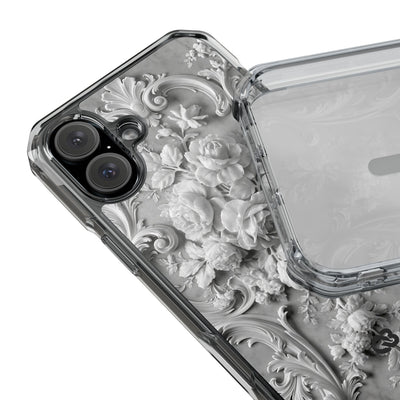 Rococo Marble Rose · Clear Impact Magnetic Phone Case for iPhone · White