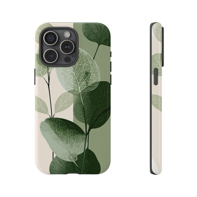 Green Tough Phone Case for iPhone - Sage Leaf Skeletals
