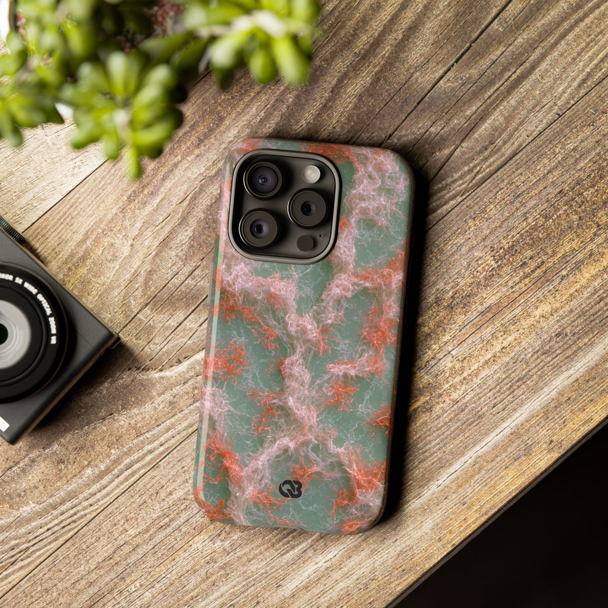 Coral Pixel Matrix · Tough Phone Case for iPhone · Green
