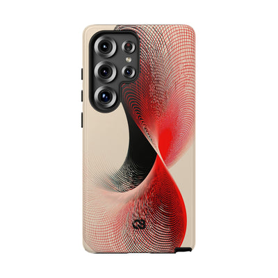 Red Tough Phone Case for Samsung - Crimson Grid Vortex
