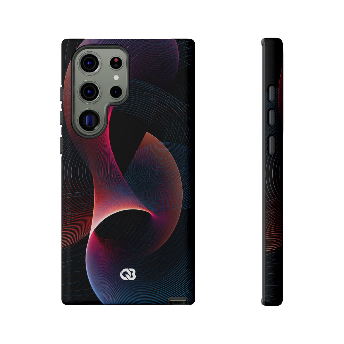 Black Tough Phone Case for Samsung - Cobalt Crimson Flux