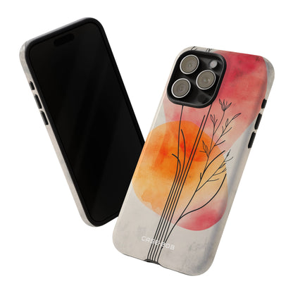 Curved Stem Sunset iPhone 15 Pro Max Case - Tough