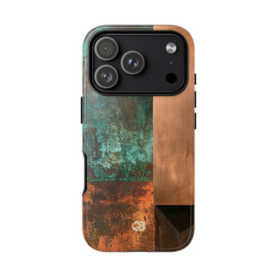 Teal Tough Phone Case for iPhone - Verdigris Copper Slab