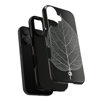 Black Tough Phone Case for iPhone - Bleached Leaf Lattice