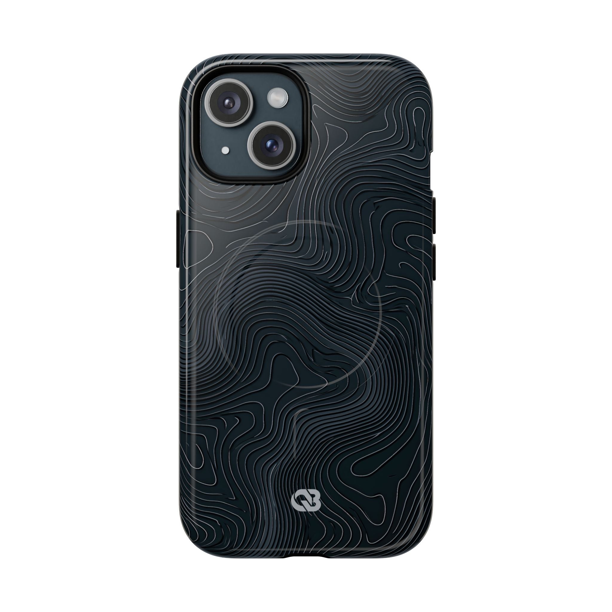 Black Tough 2.0 Magsafe Phone Case for iPhone - Obsidian Ridge Topo