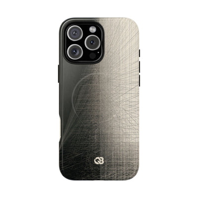 Beige Tough 2.0 Magsafe Phone Case for iPhone - Brutalist Graphite Grid