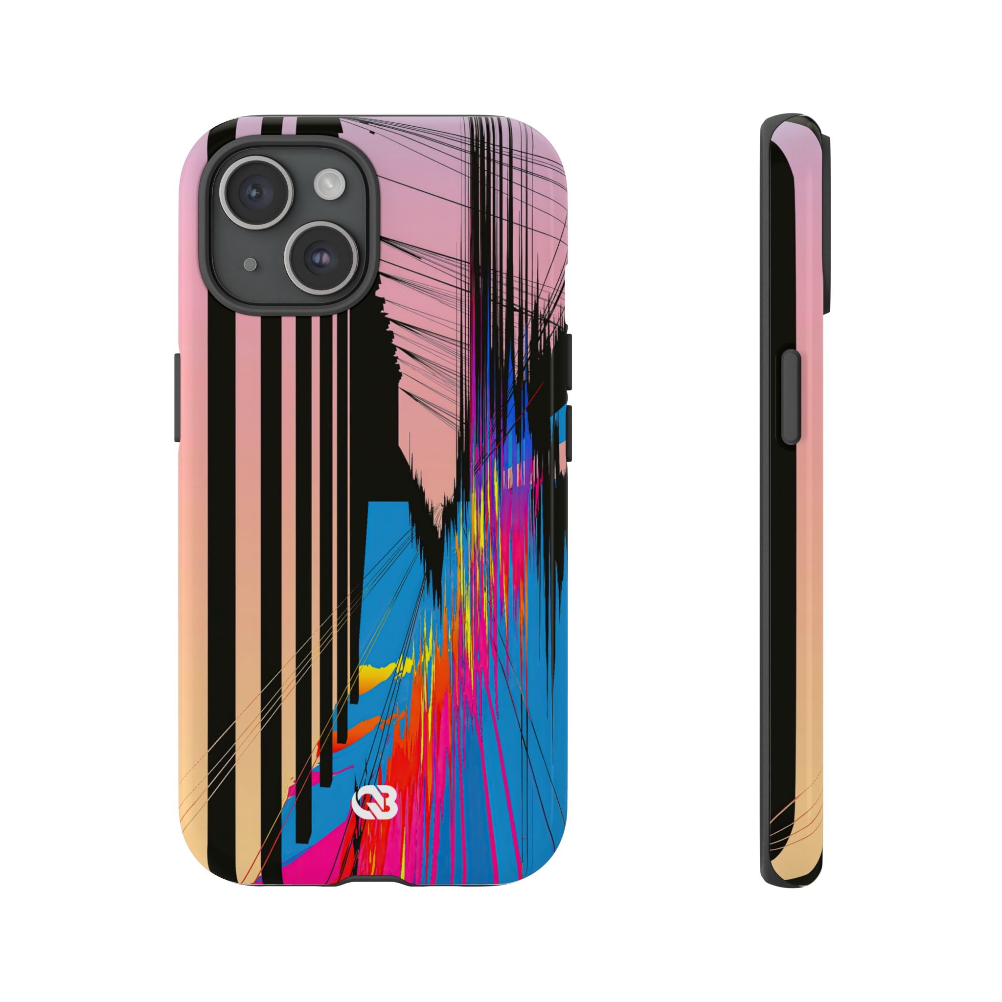 Blue Tough Phone Case for iPhone - Fractured Data Skyline