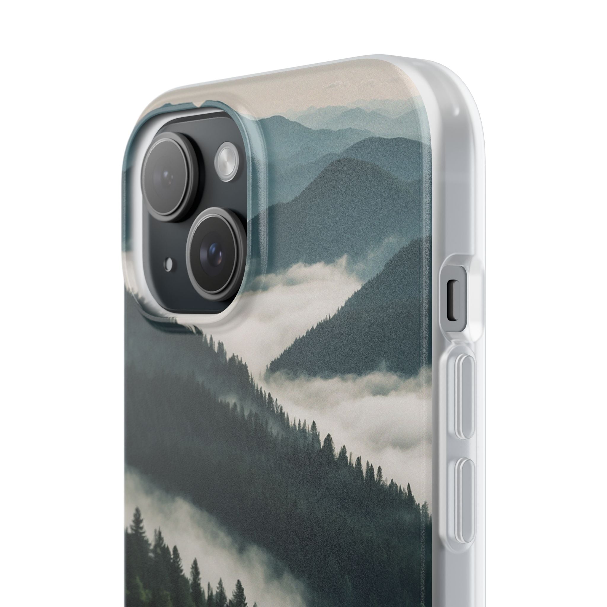 Misty Pine Peaks · Soft Hoesje voor iPhone